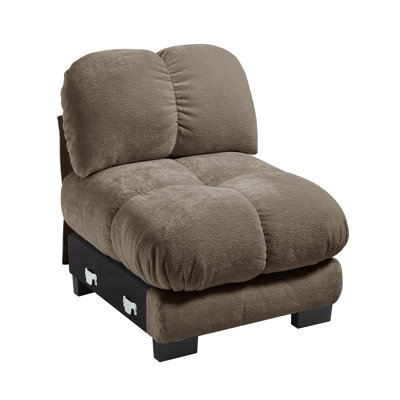 Armless Seat Chenille Fabric-Brown