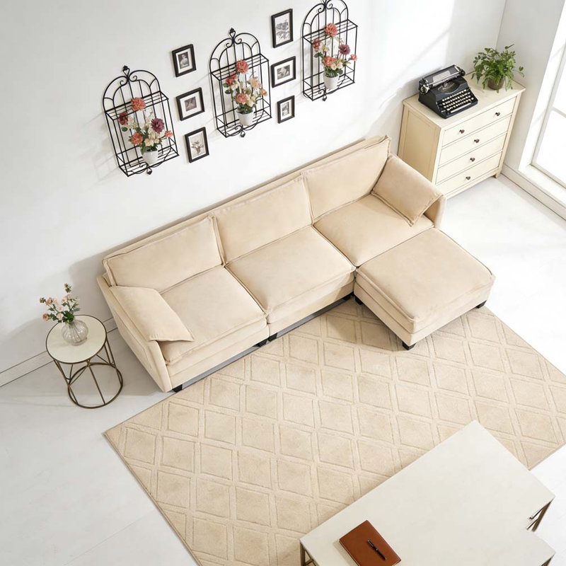 107-inch L-shaped sofa, Beige