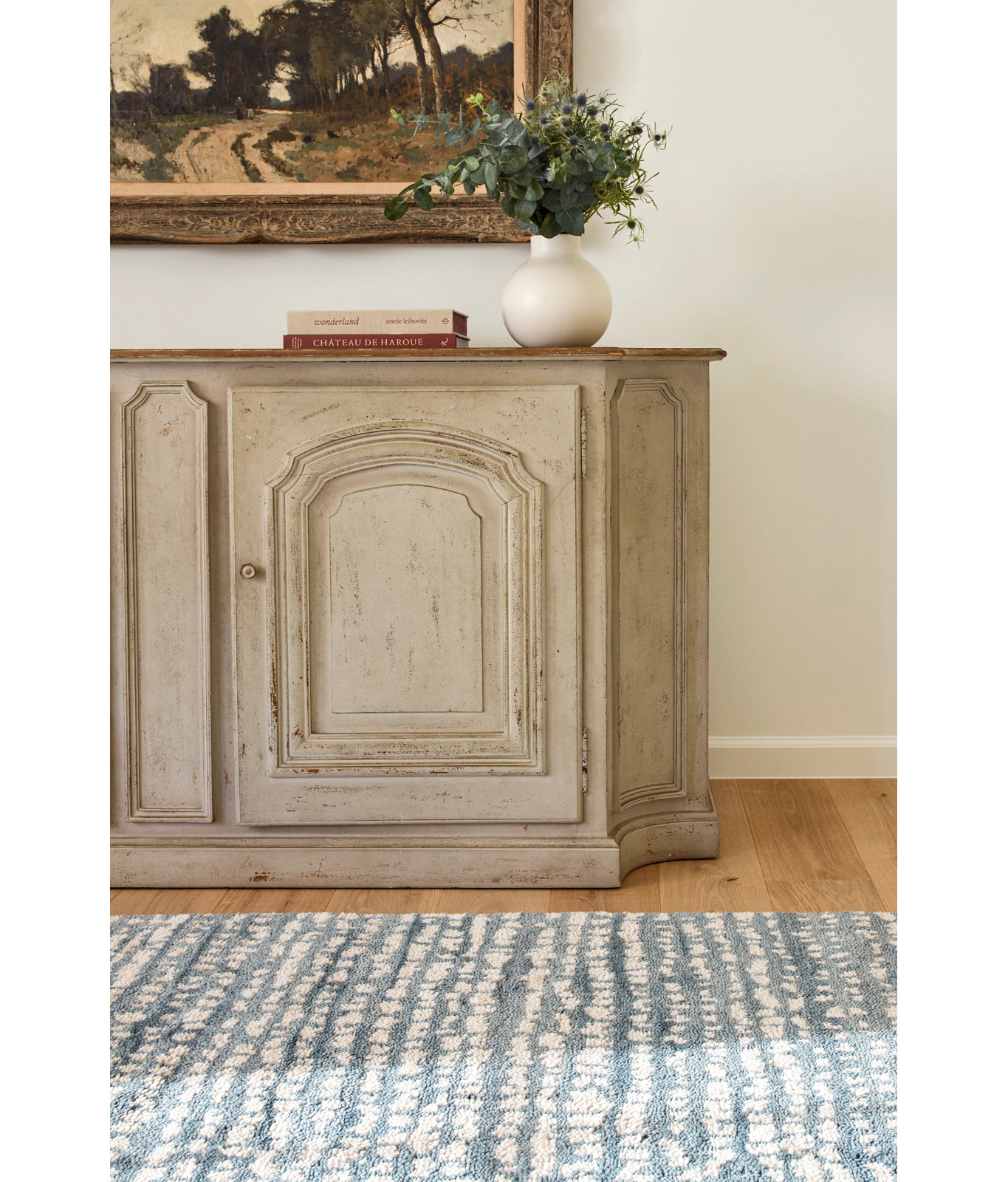 Shepherd Hand Knotted Wool Rug, Rectangle 5' x 8', Pewter Blue