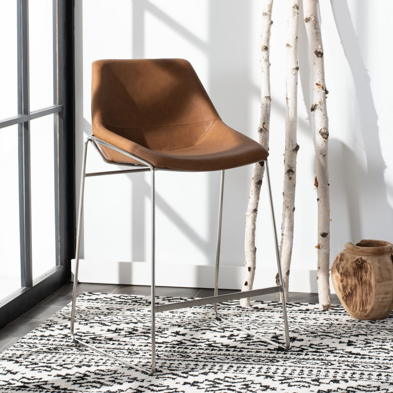 Tabouret de comptoir 27 po Chaliah, Brun, Argent