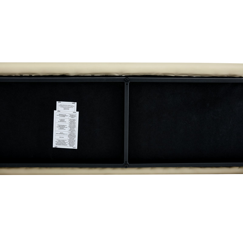 Banc de salle à manger pour 2-3 personnes, revêtu de cuir de qualité supérieure avec éponge haute résilience, renfort de poutre en métal et pieds enduits de jet, blanc cassé