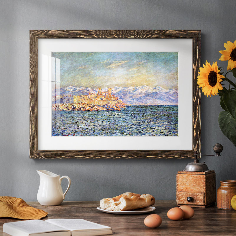 Le vieux fort d'Antibes par Monet, Noyer, H 22 po x l 32 po x P 1,5 po