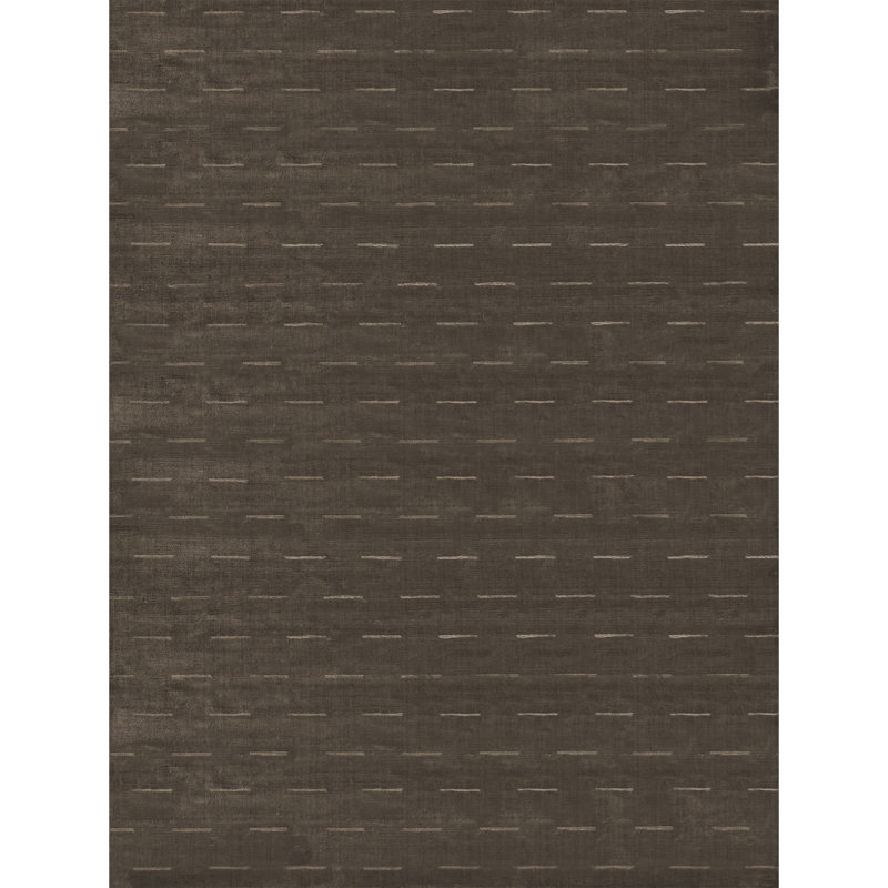 Tapis brun et beige de haute qualité noué à la main, Rectangle 6 pi x 9 pi