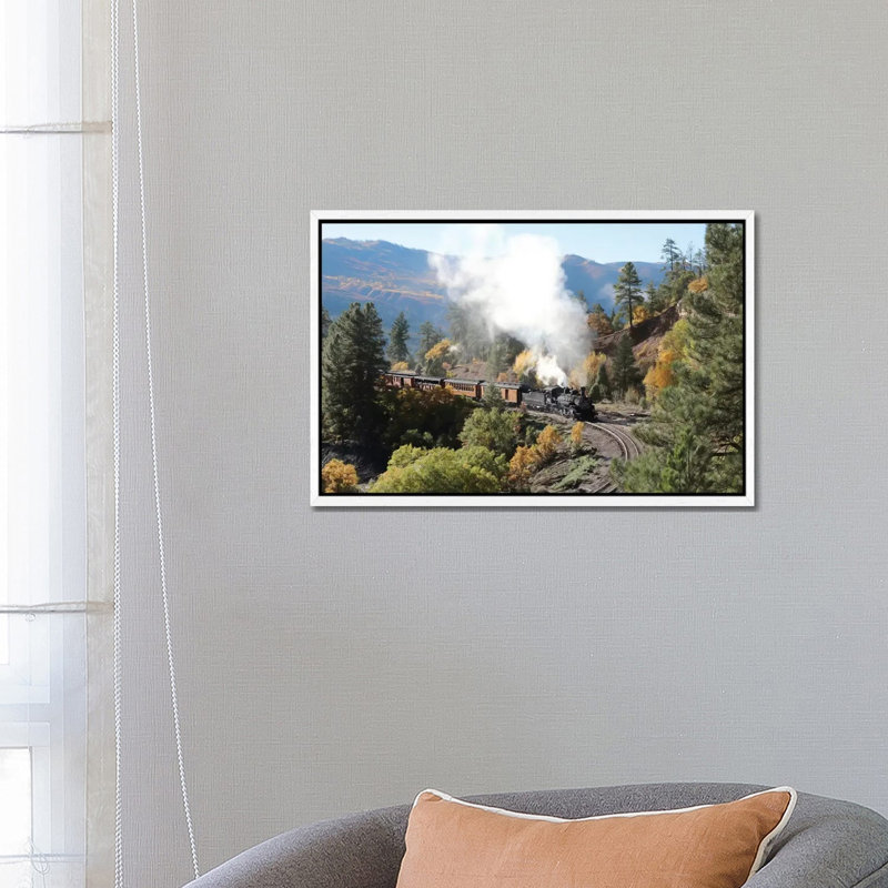 Durango Silverton Train IV by Lori Deiter - Print on Canvas, 45.72cm H x 66.04cm W x 3.81cm D, White Framed