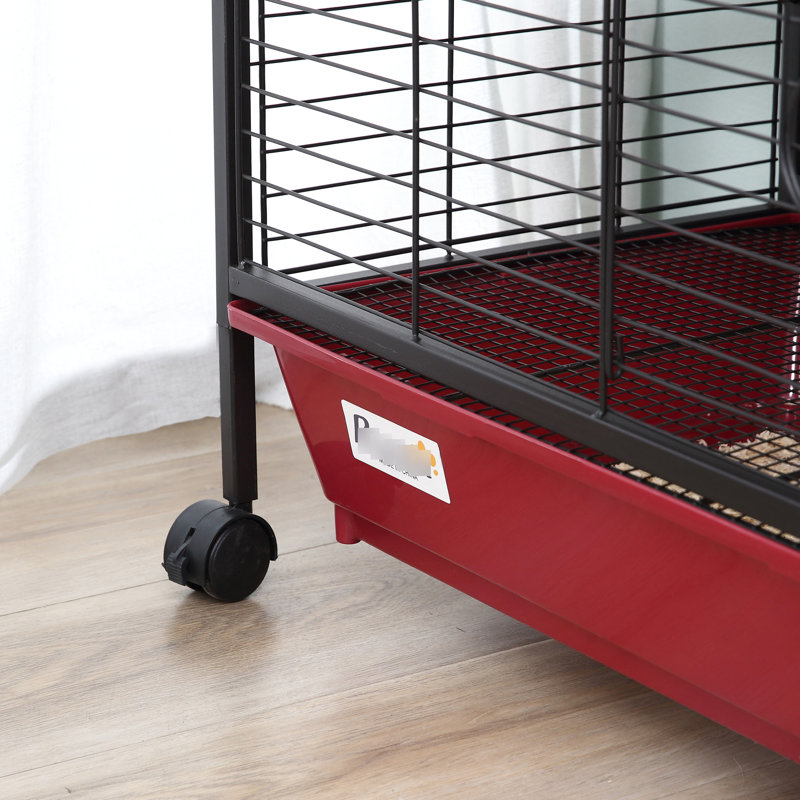 Cage à lapins et furets de 41 po de L - avec mangeoire, roues, plateforme, plateforme pour animaux