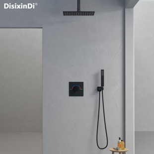 Système de douche à pluie moderne, pomme de douche de pluie au plafond avec douchette, ensemble de robinet de douche