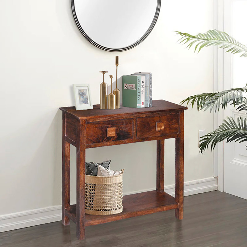 Emerson 80cm Solid Wood Console Table, Dark Wood