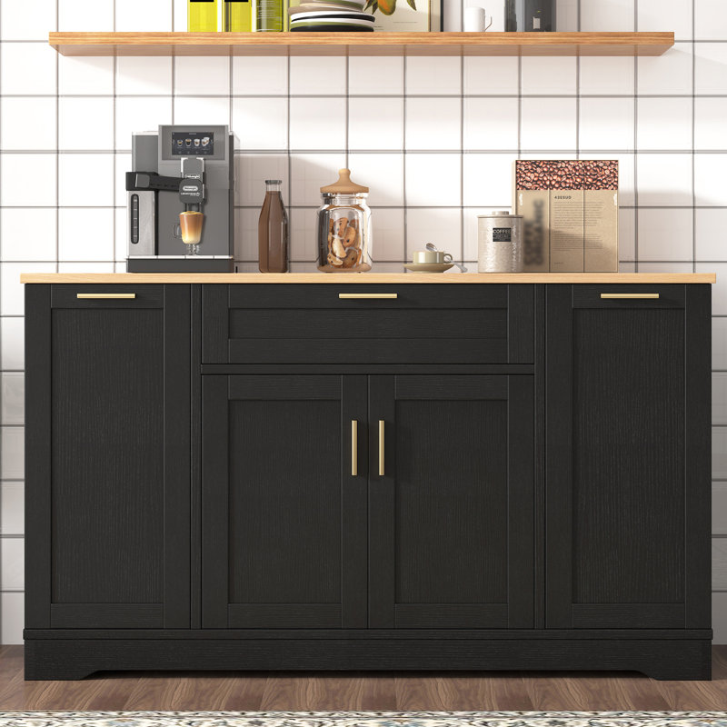 53'' Sideboard With Drawer, Adjustable Shelves, Black