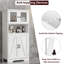 Armoire de rangement autoportante en lin avec portes en verre et tablettes réglables, armoire pour salle de bain, cuisine et salon-2084917565