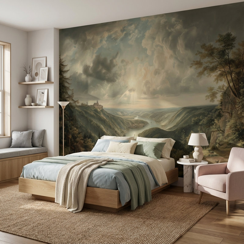 Papier peint paysage mural River, Non tissé, 140 po x 108 po