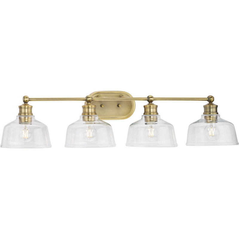 Éclairage pour meuble-lavabo 36 po Leo, Laiton rétro, Quatre lumières