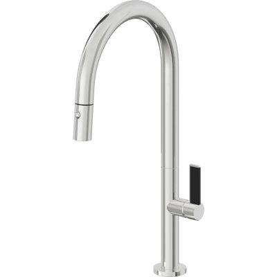Pull-Down Kitchen Faucet With Button Sprayer - High Arc Spout