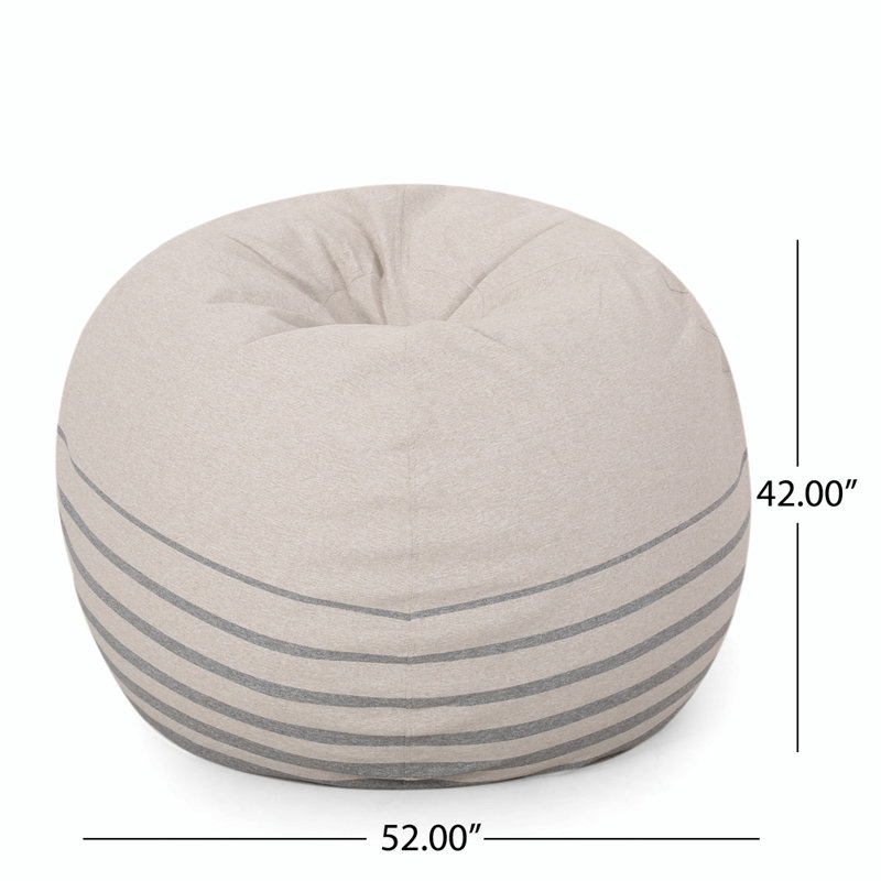 Fabric Bean Bag Chair & Lounger, Ivory/Gray Fabric