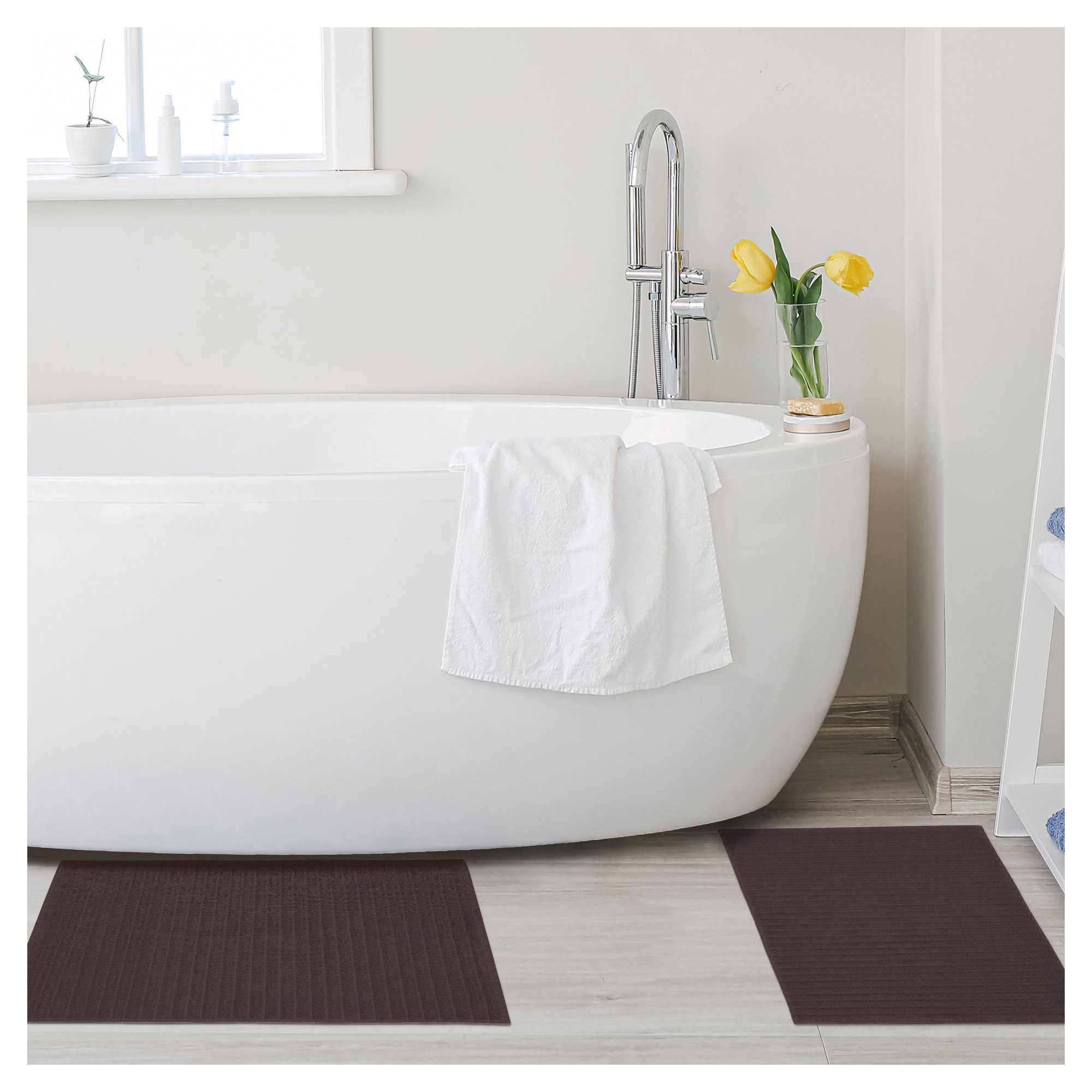 Pardue Cotton Bath Mat, Solid Color, Black
