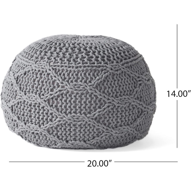 Rudd Upholstered Pouf, Gray Wool