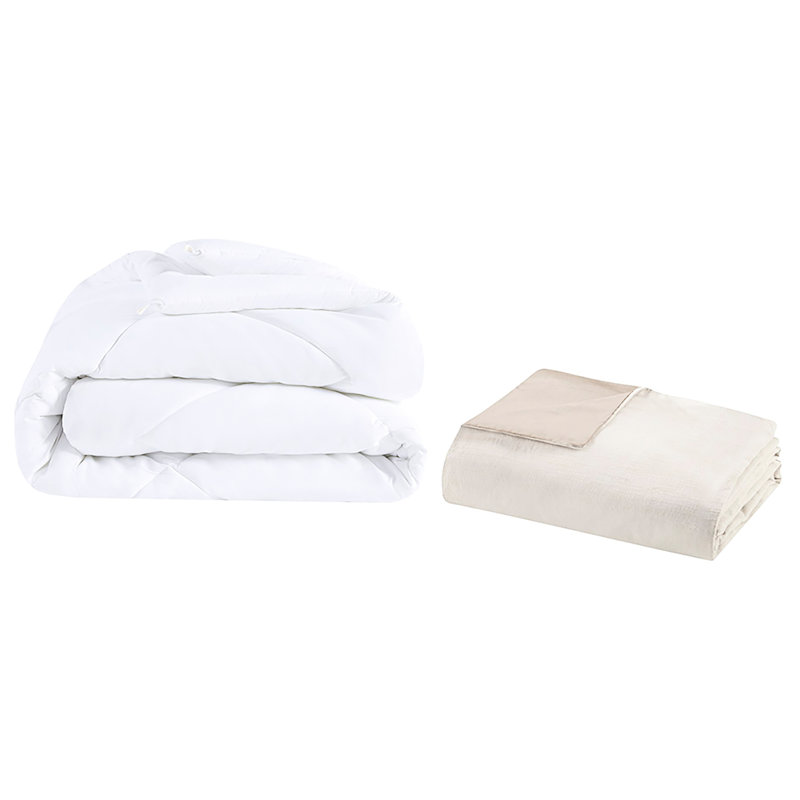 Housse d'édredon double / grand - coton naturel, patte de boutonnage en coton biologique avec bourre amovible