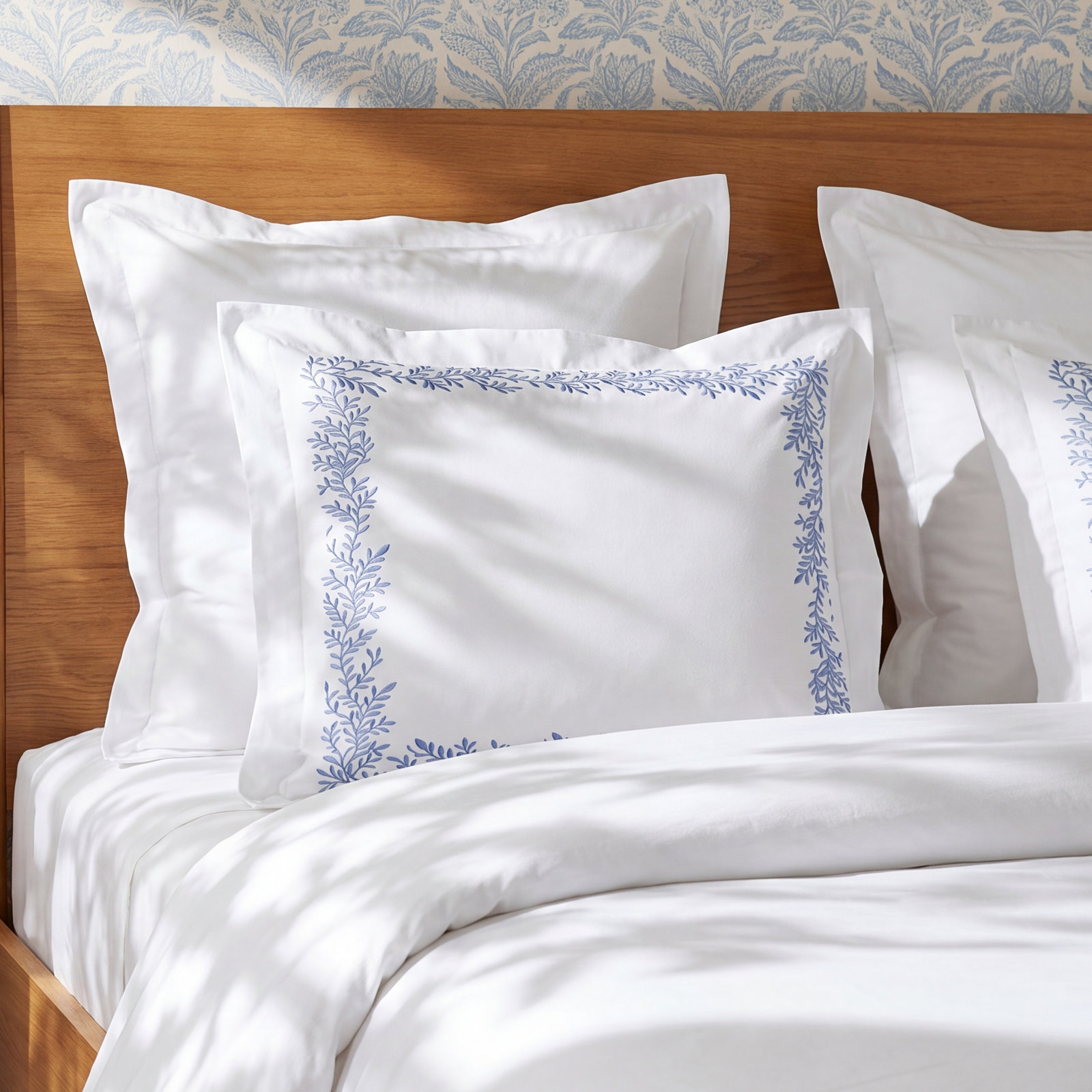 Avie Cotton Sham Set, Blue