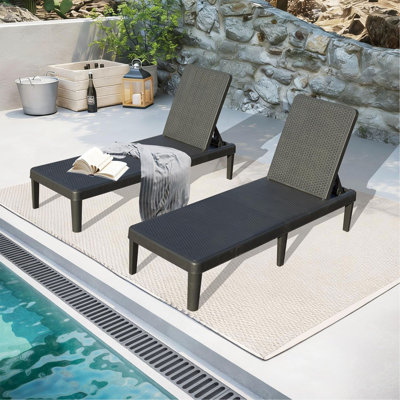 Ensemble de chaises longues pour piscine, ensemble de 2 chaises longues d'extérieur avec dossier à 6 positions réglables