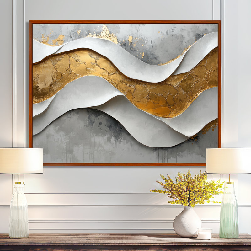 Almonte II - Abstract Large Wall Art, Brun, Cadre flottant, H 16 po x l 32 po