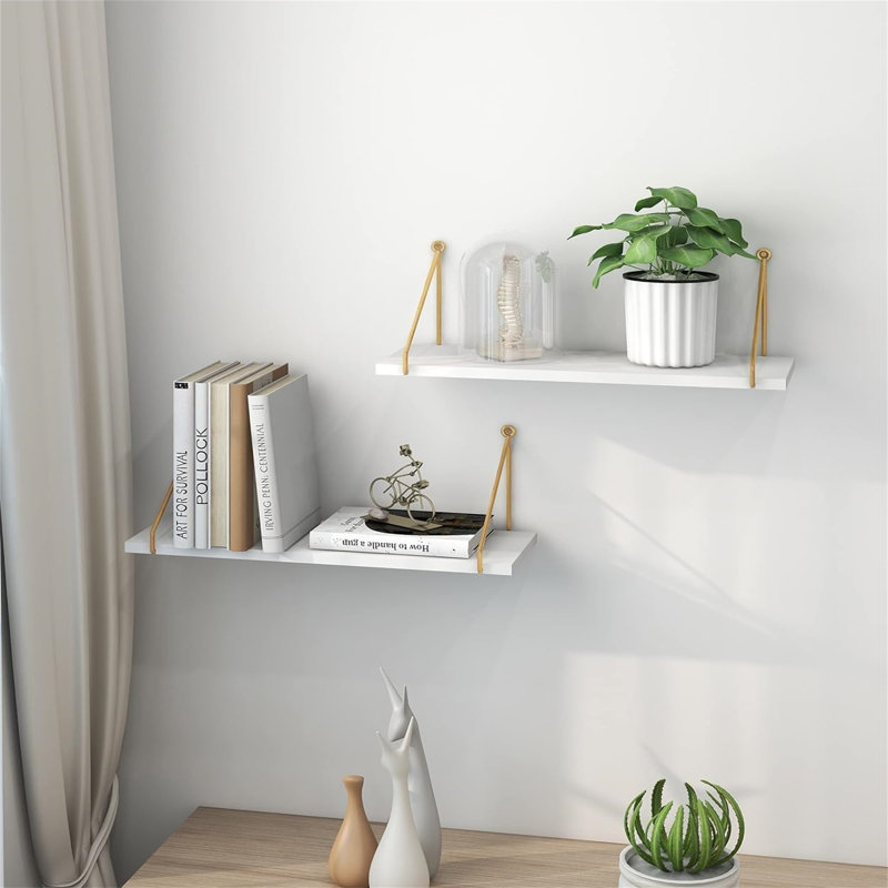 Amarionna Floating Shelf, White, Gold