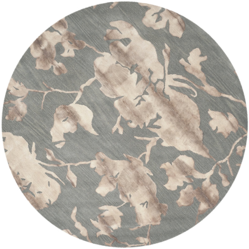 Tapis floral en laine touffeté à la main Coleman, Rond 7 pi