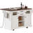 54.9" Kitchen Island with Drop Leaf, Power Outletwith 4 Door Shelves, Cross Barn Doors & Visual Glass Door-129469884