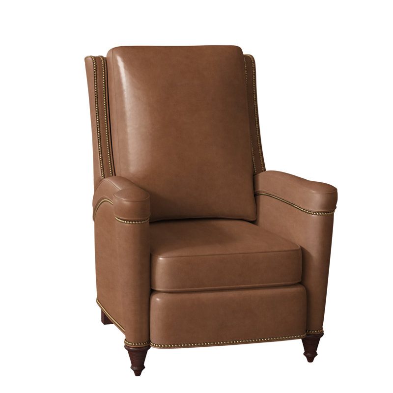 Mayes Recliner, Milestone White Genuine Leather, Mahogany, French Natural