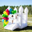 6' x 9'  Oxford White Bounce House with Slide and Air Blower for Kids&Toddler