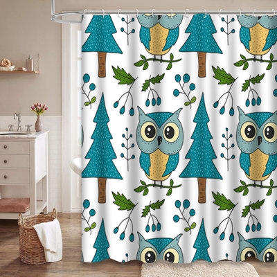 Rideau de douche avec 12 crochets Cute Color Owls
