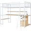 Lit mezzanine simple avec poste de travail intégré, DEL, rangements suffisants - bureau avec option d'espace, rangement abondant, blanc