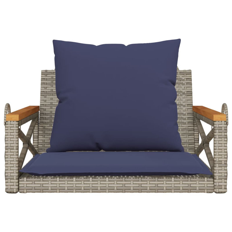 Banc pivotant en poly avec rotin 24,8 po x 24,4 po x 15,7 po Highland Dunes, Brun/rouge