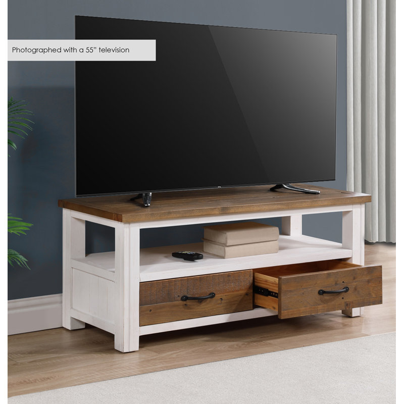 Splash Of White TV Stand, 47cm H x 110cm L x 45cm W, White/Natural 