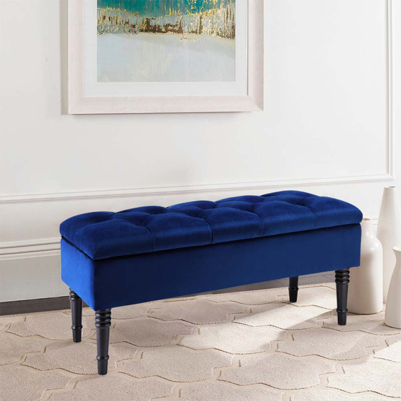 Peyton Upholstered Storage Bench, Sapphire Blue