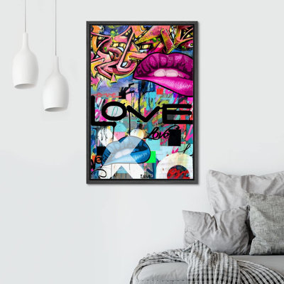 Multicolore abstrait, abstrait et rouge à lèvres, graffiti et art populaire célèbre pop art urbain moderne