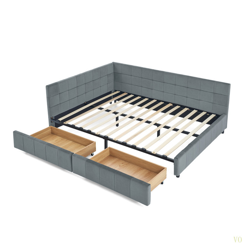 Queen Size Storage Upholstered Tufted Bed Frame, Sofa Bed Frame With Comfortable Backrest And Armrests,Queen Size Bed For Bedroom, Living Room,Velvet(85.5''*64.5''*29.5'')