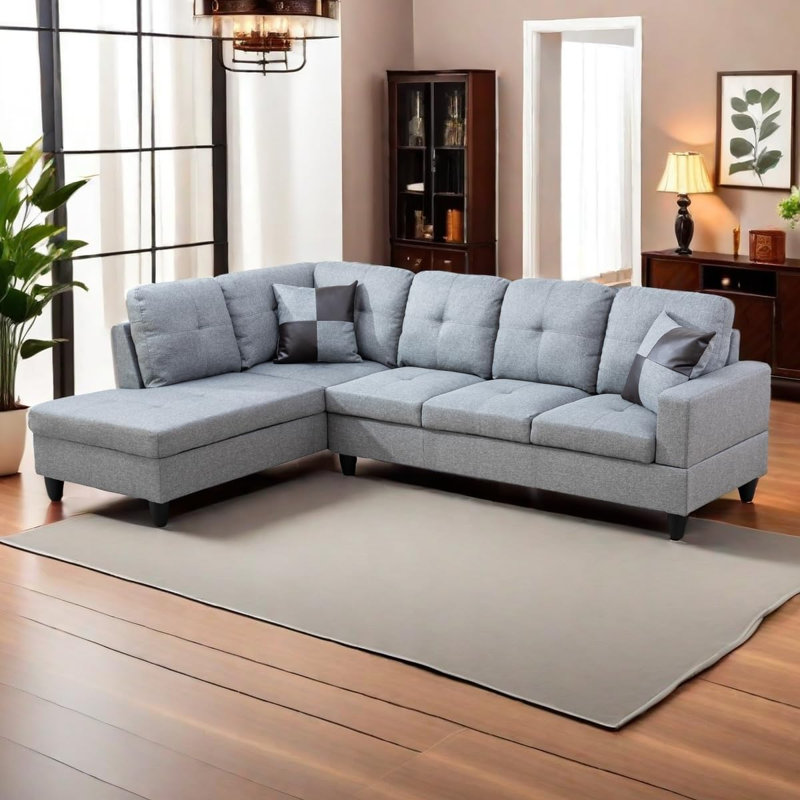 Larelle 103.5" Wide  Sofa & Chaise, Left Hand Facing, Flint Linen Blend