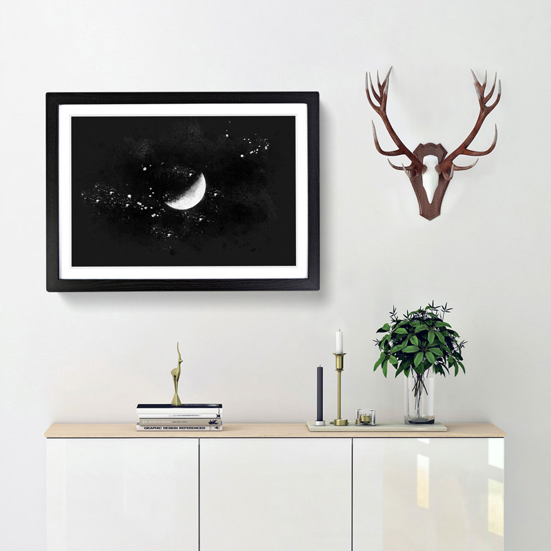 A Half Moon - Picture Frame Graphic Art Print, Black Framed, 62cm H x 87cm W x 2cm D
