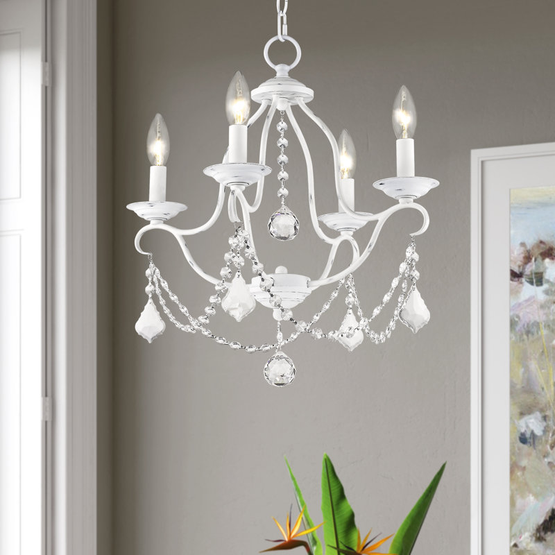 Lustre empire 4 lumières Deshaunte, Blanc antique