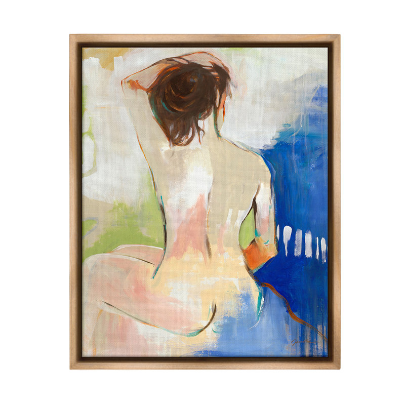 "Modern Nude Figure" par Liz Jardine sur toile, H 21 po x l 17 po, Cadre flottant orme Montalcino
