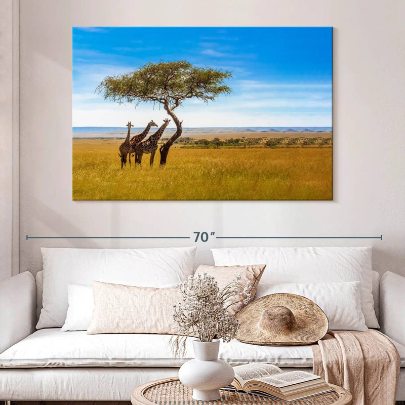 Brampt, savane, girafes d'Afrique, H 34 po x l 51 po