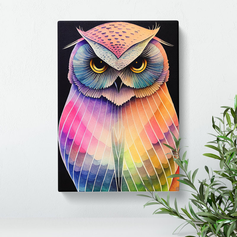 Watercolour Owl No.1 Abstract - Wrapped Canvas, 50cm H x 35cm W x 3cm D