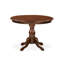 5 Piece Kitchen Table Set for 4 Includes a Round Dining Room Table with Pedestal and 4 Dark Khaki Linen Fabric Parsons Dining Chairs, Mahogany-853530676-853530679-853306165