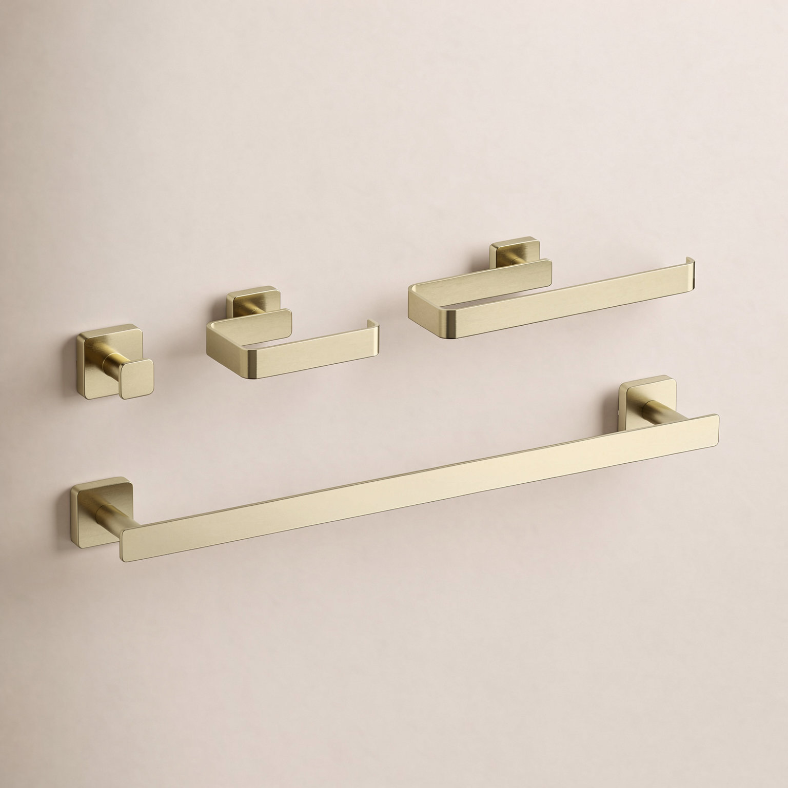Blaze 4-Piece Bathroom Hardware Set, Brushed Gold