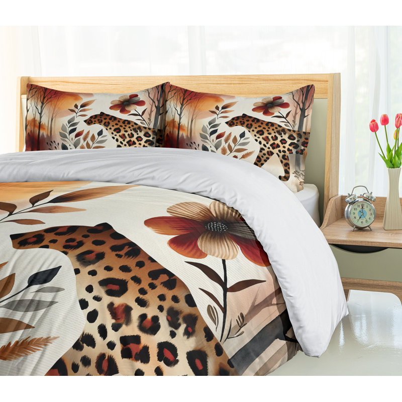 Leopard Duvet Cover, California King Duvet Cover + 2 Standard Shams