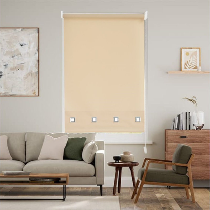 Premium Square Eyelet Roller Blinds – Light Control & Privacy Window Shades, Cappuccino, 210 cm L x 60 cm W