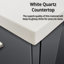 Meuble-lavabo gris foncé 36 po, surface en quartz blanc, robinet, po Miroir à DEL - Teinture - Finition de la surface de la baignoire avec dessus-131092221