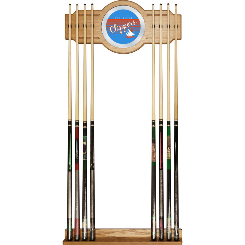 Support à queue de billard avec miroir nba, Clippers de San Diego, L 30 po x l 12 po