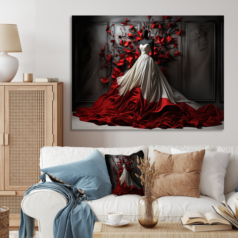 Fashion Red Elegance Unveile IV - impressions encadrées, H 30 po x l 40 po x P 1,5 po, Toile tendue