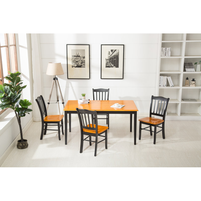 Weldy 4 - Person Solid Wood Top Four Leg Dining Set, Oak/Black