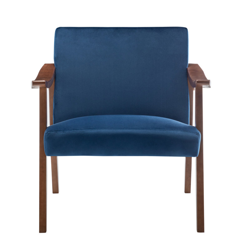 Fauteuil large de 30,3 po Ashu, Velours bleu foncé